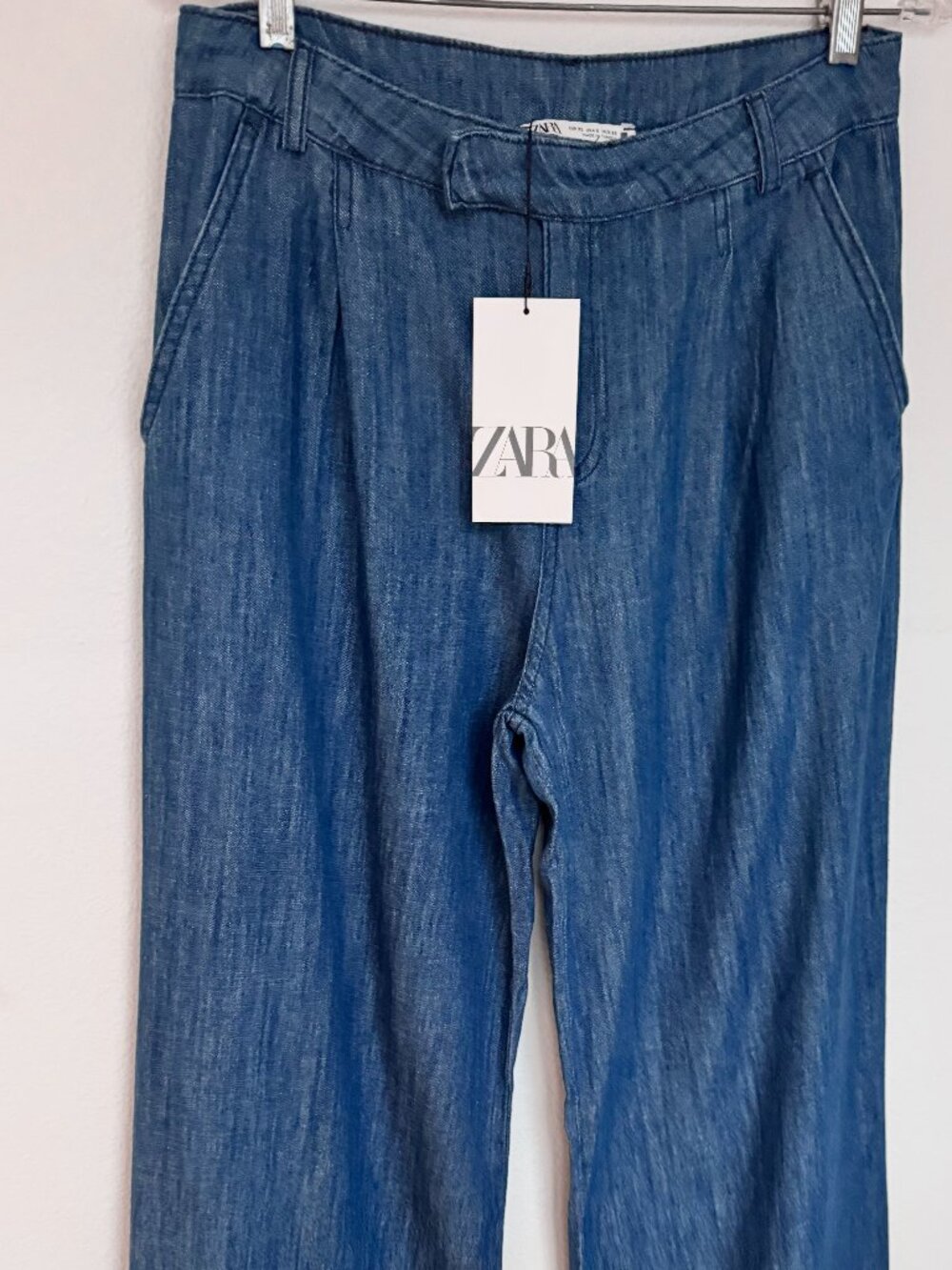 NWT Zara Denim Trouser Wide Leg- Size 6